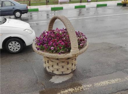 گلدان طرح سبد فایبرگلاس