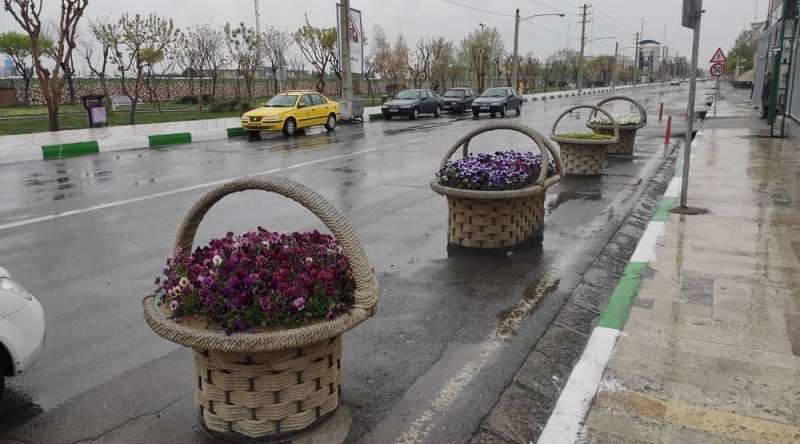 گلدان طرح سبد فایبرگلاس