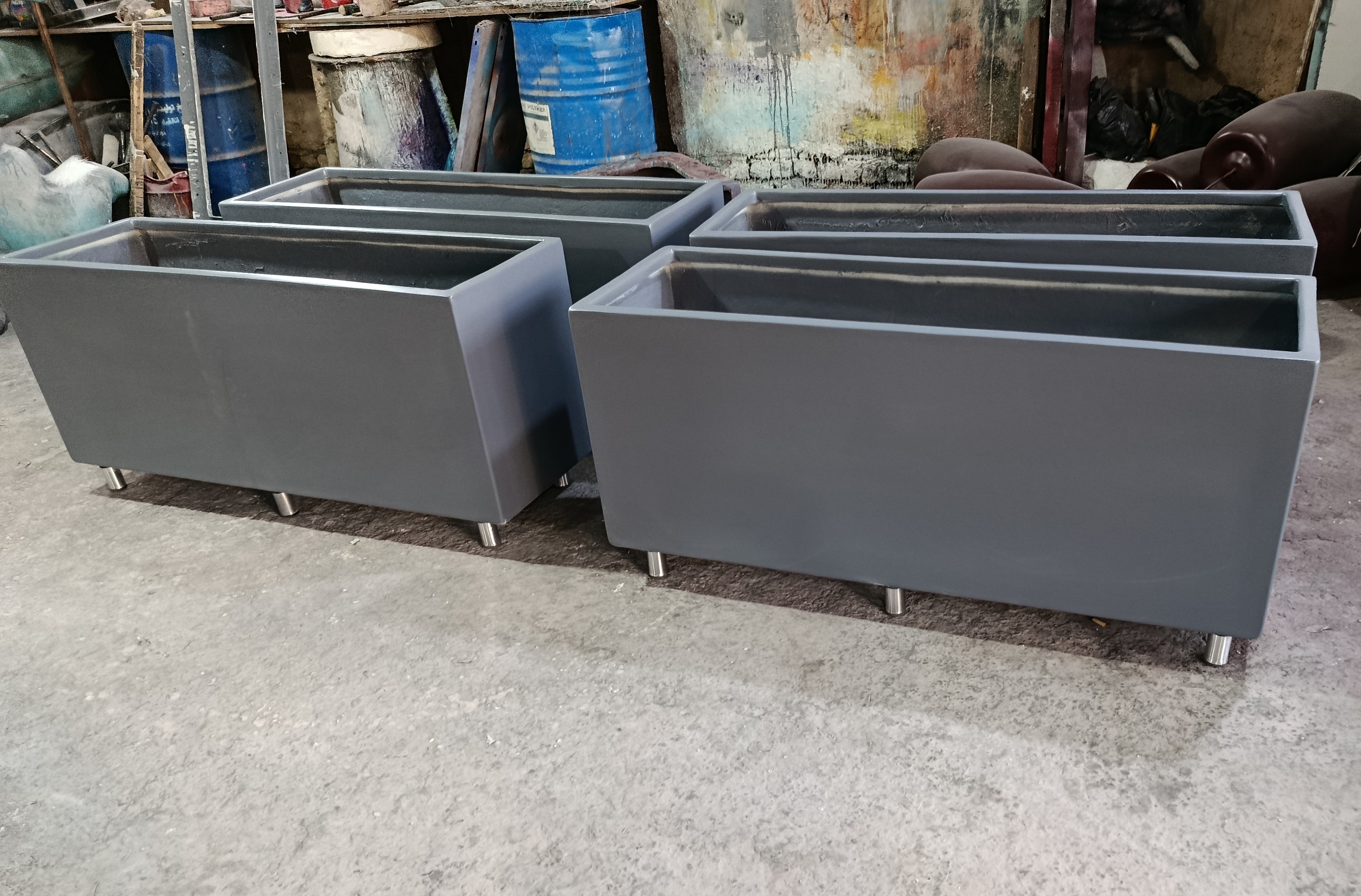 تولید گلدان های مستطیل شکل فایبرگلاس